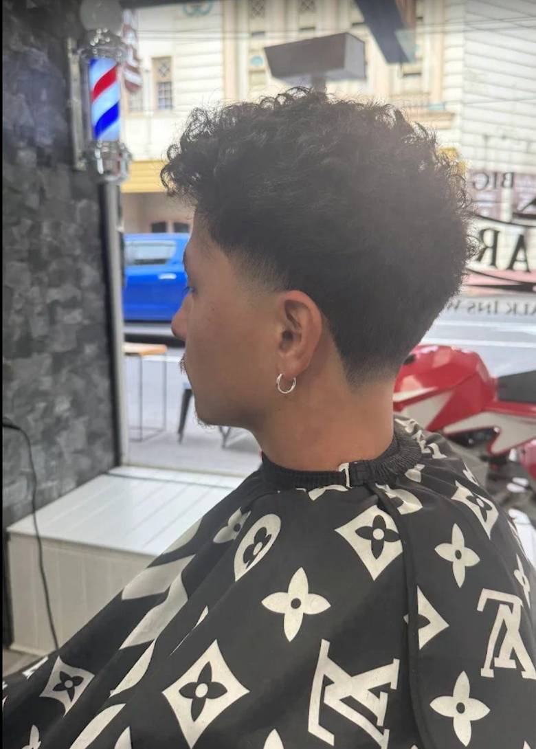 Taper fade with curly top